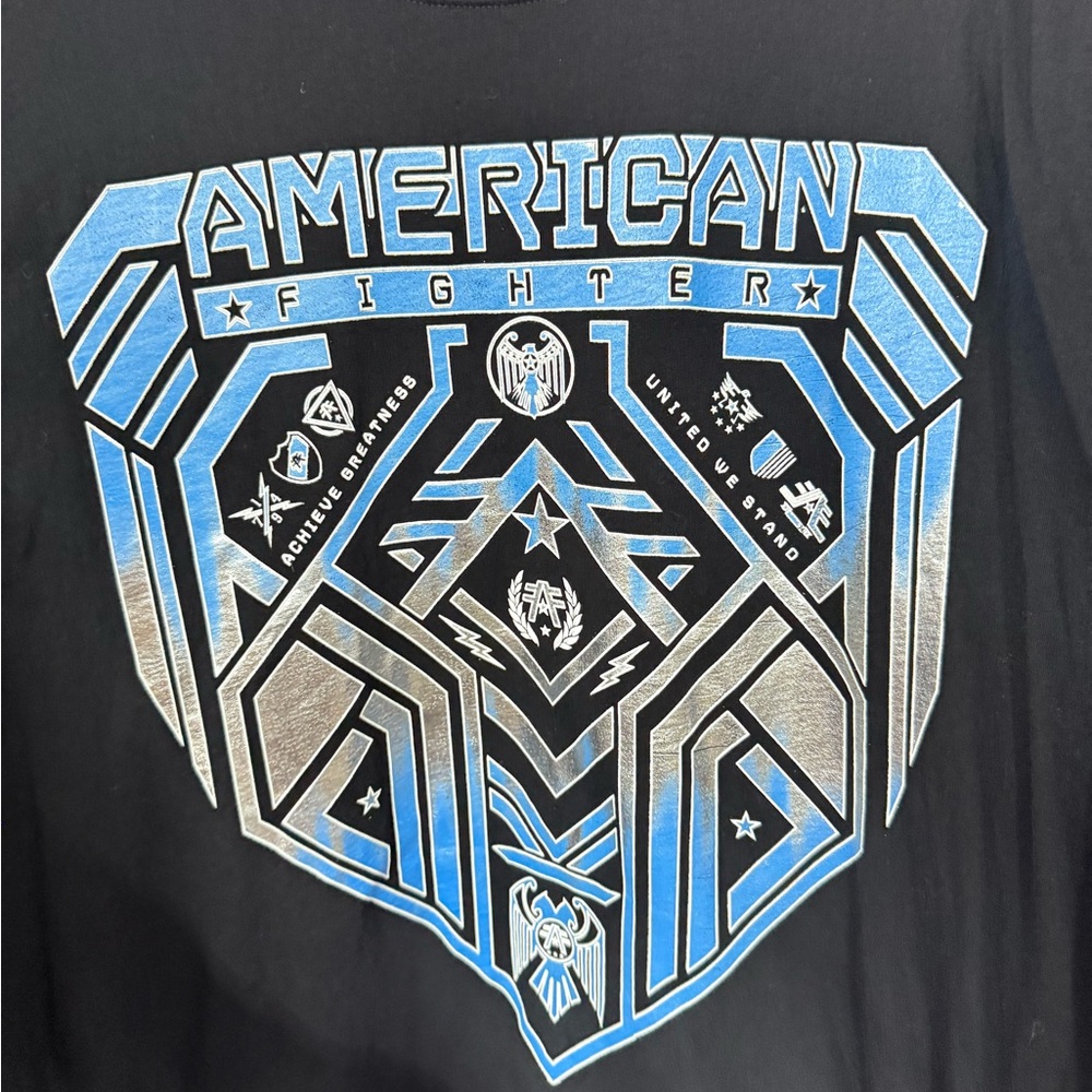 American Fighter Blue Short Sleeve Tee Vibrant Graphic